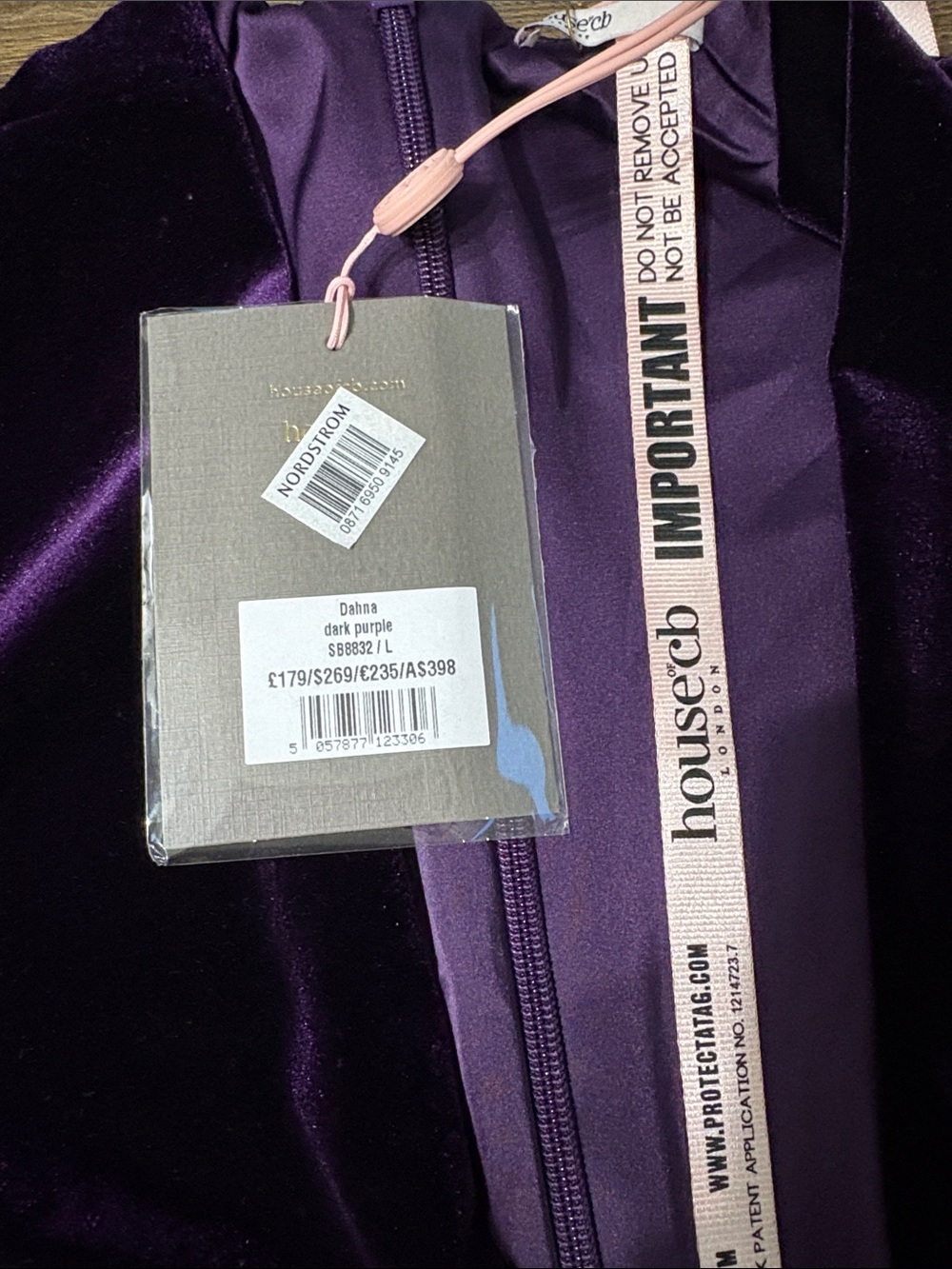 House of CB Purple Velvet Long-Sleeve Midi Dress - Picture 9 of 9